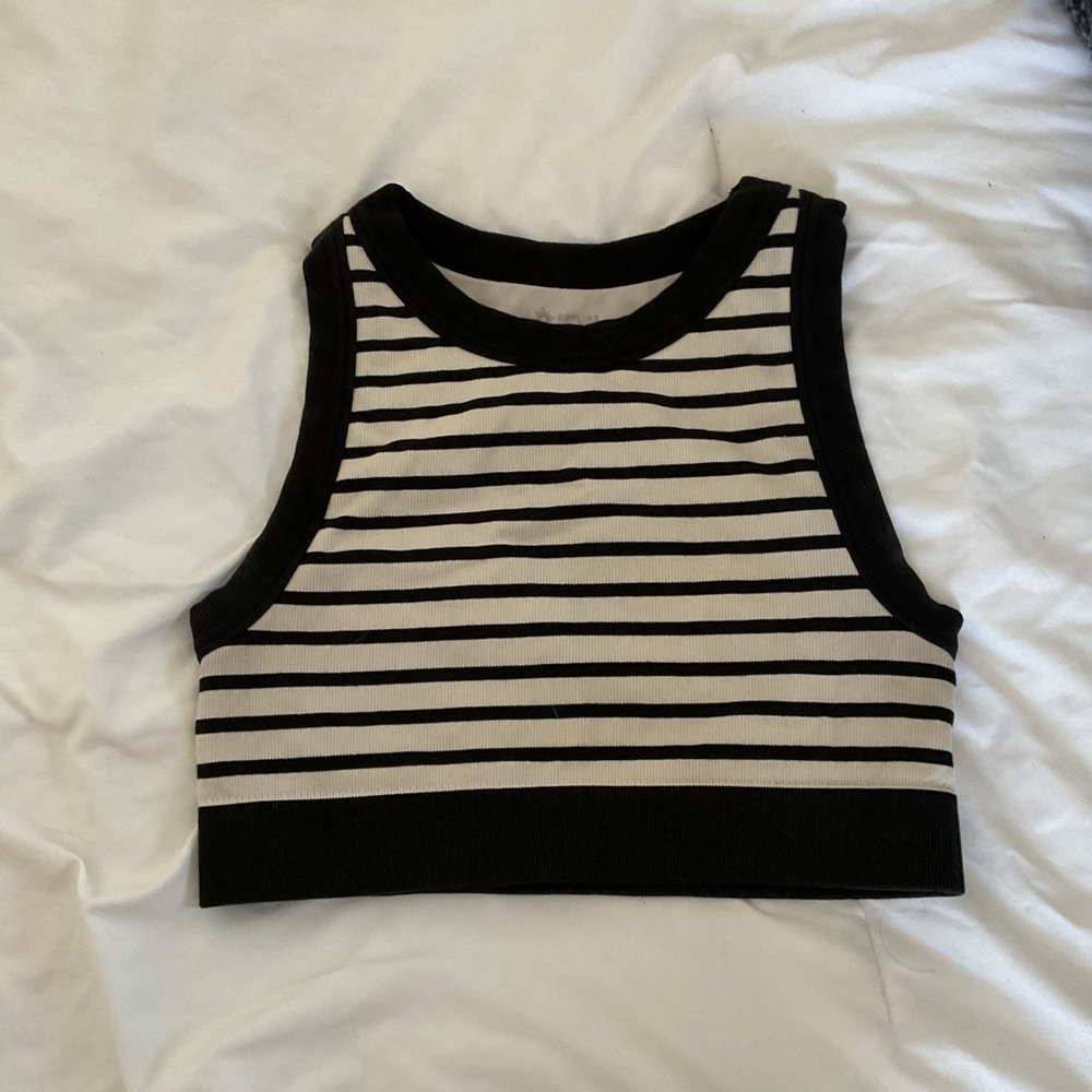 Striped Black and Cream Crop Top